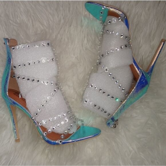 New Iridescent mermaid rhinestone studded sandal - Picture 3 of 4